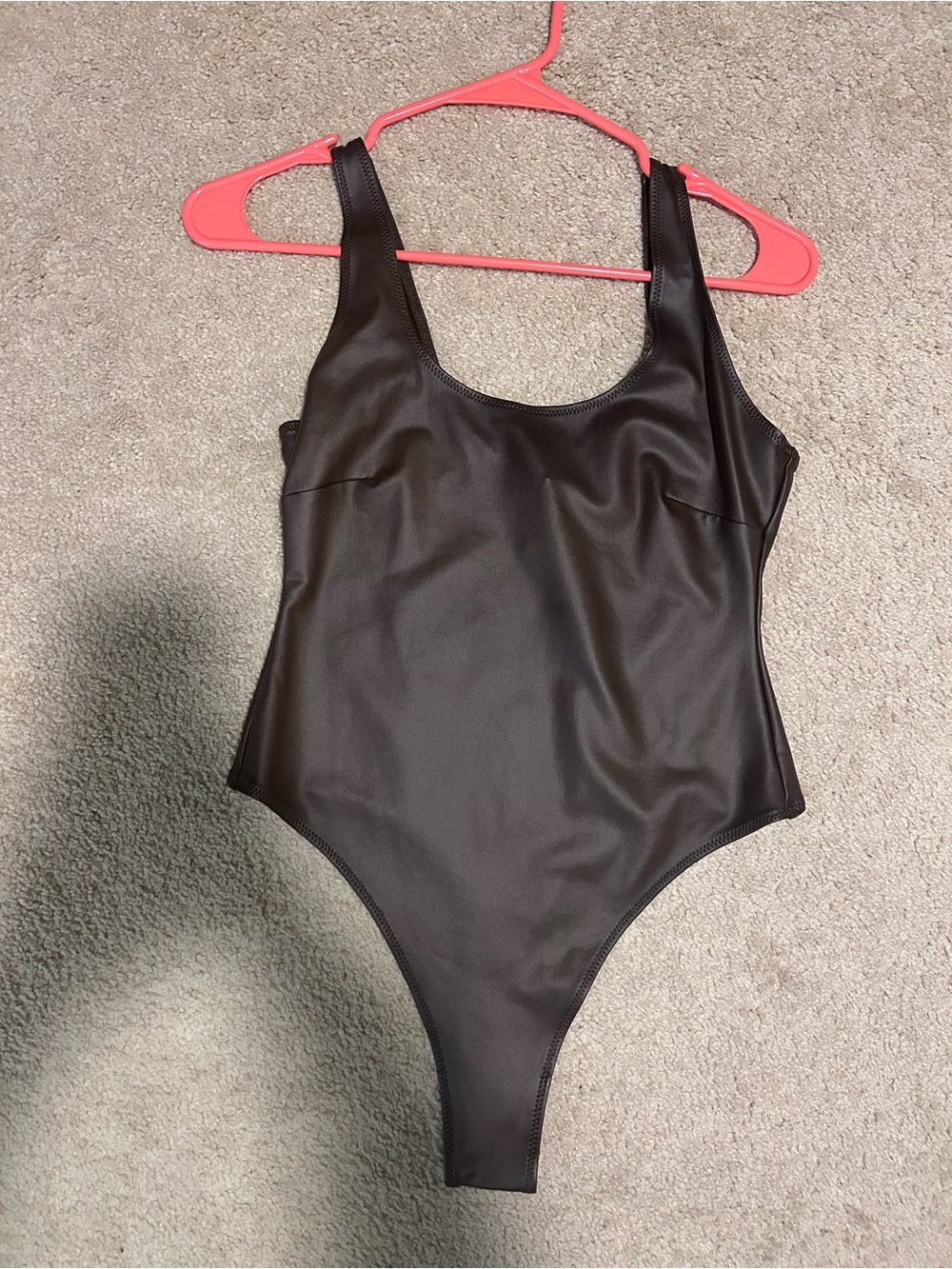 Skims faux leather thong bodysuit size small